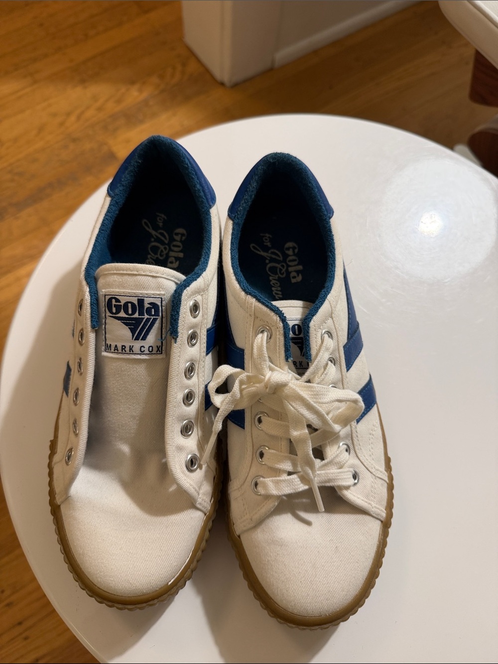 Gola womens Canvas Sneakers in White and Blue with Gum Outsole